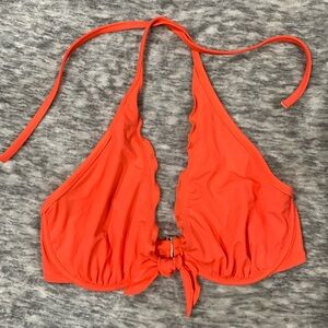 Victoria’s Secret High Tie Halter Bikini Top 34DD Coral